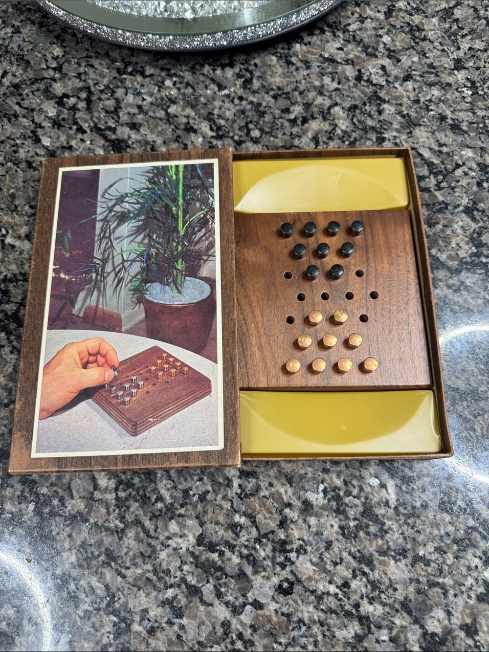 Vintage Hoyle the reverse puzzler Classic Wooden Peg Solitaire Game